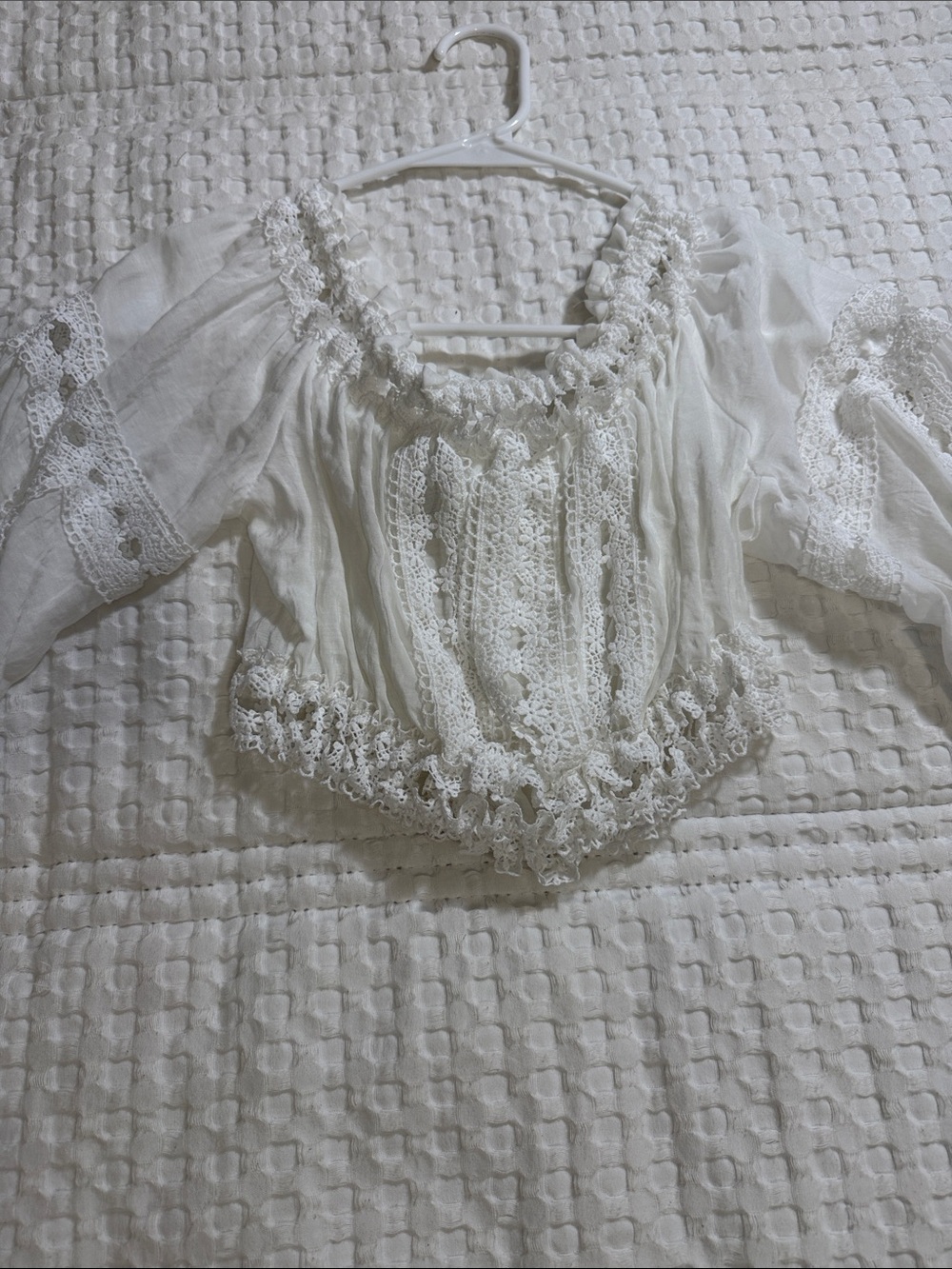 Bohemian White Lace Peasant Blouse